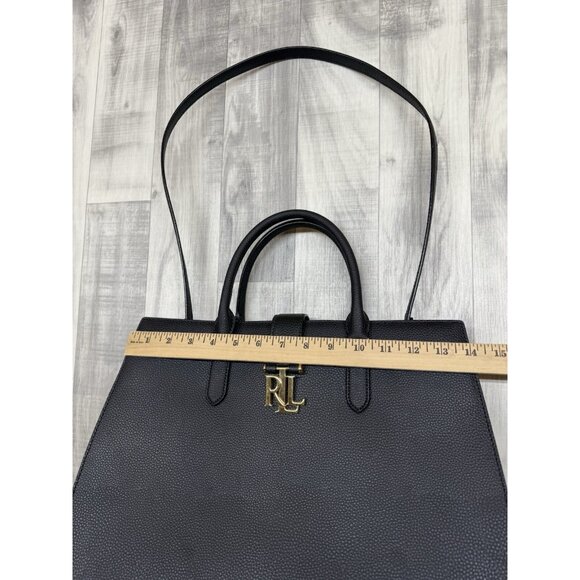 ✅Ralph Lauren Black Pebbled Leather Brigitte Tote Handbag Plus Key Chain R.L.L - Picture 9 of 14